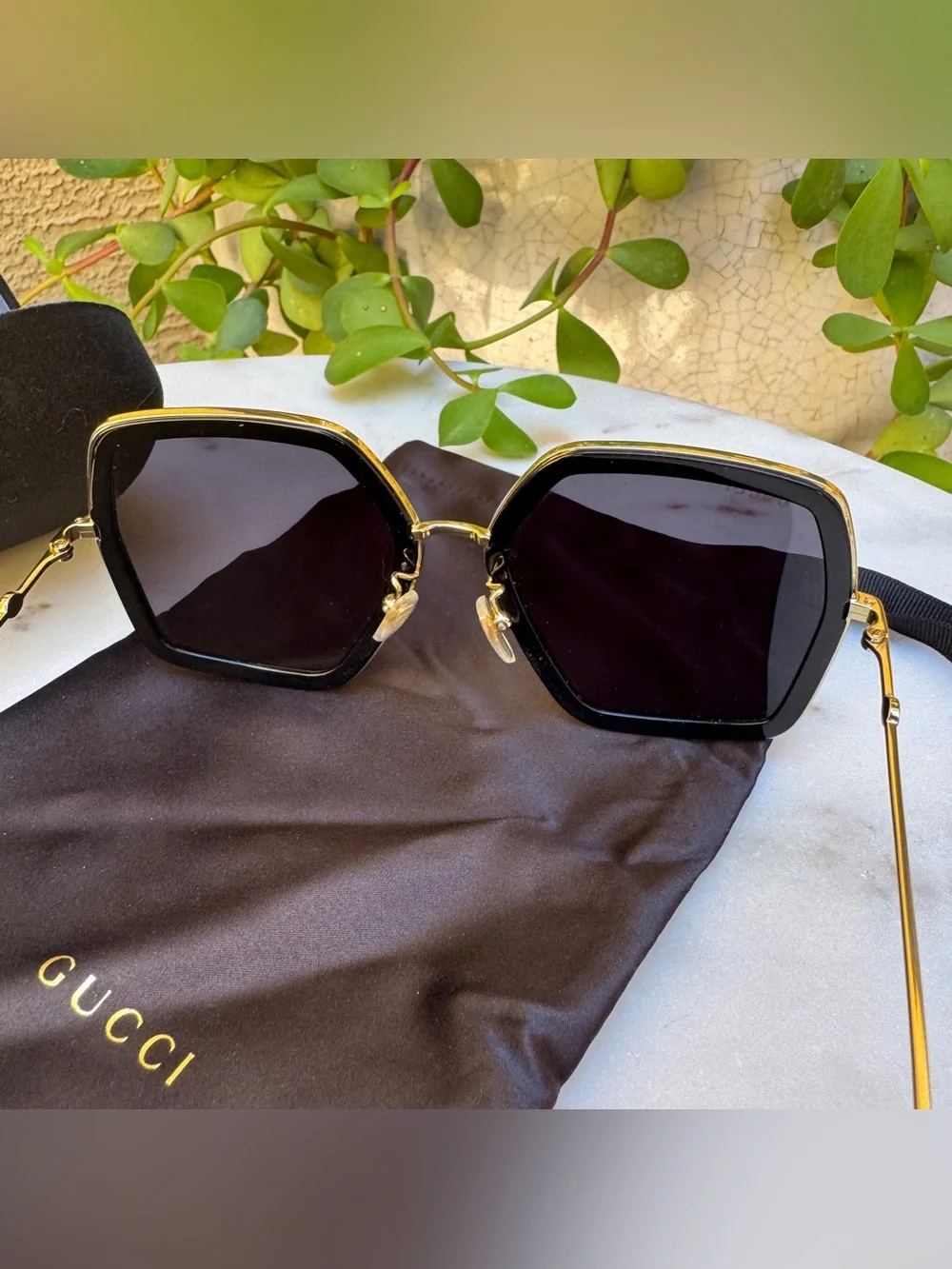 Gucci Acetate Oversize Square Frame Tortoise Sunglasses GG0106S